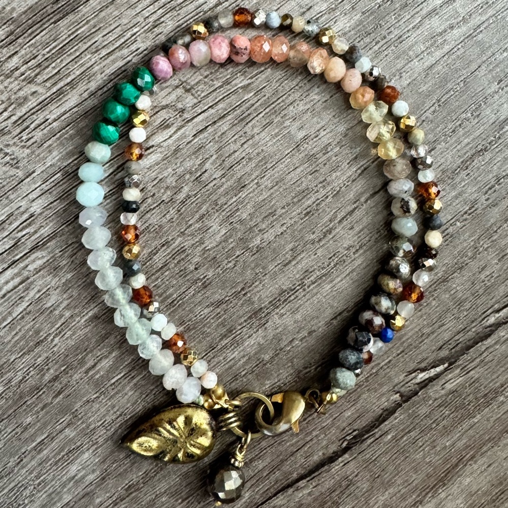 Handmade double layer mixed gemstone bracelet